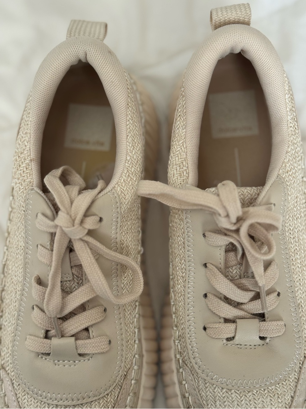 Dolce Vita Denae Sandstone Knit Crochet Platform Sneakers - Size 9M - Picture 6 of 8